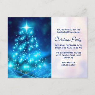 Invitación del Fiesta de árbol de Navidad azul elé