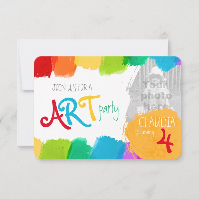 Invitación del fiesta de arte fiesta pintando el c (Anverso)