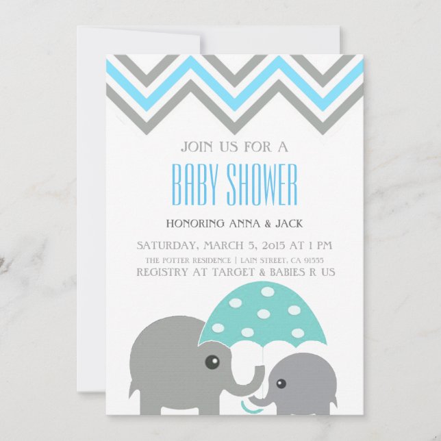 Invitación del fiesta de Baby Shower del paraguas (Anverso)