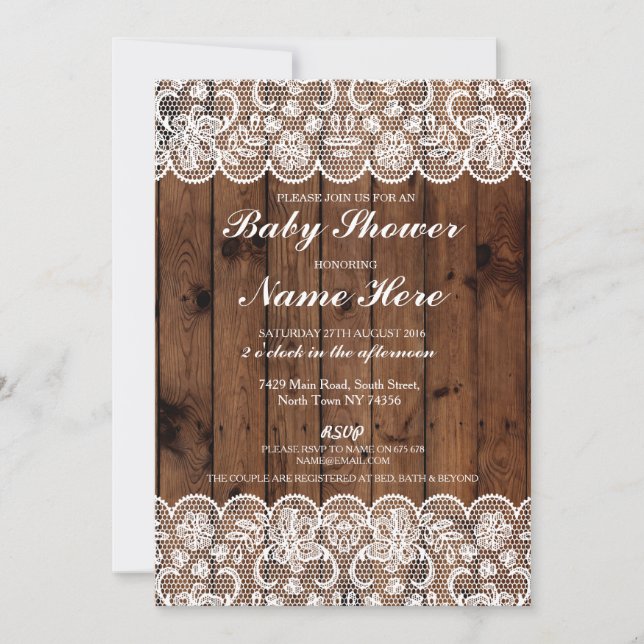 Invitación del Fiesta de Baby Shower Rustic Wood L (Anverso)