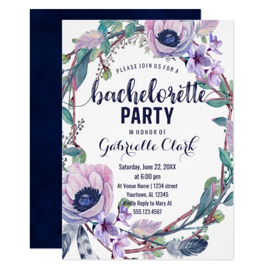 Invitación del fiesta de Bachelorette de la pluma