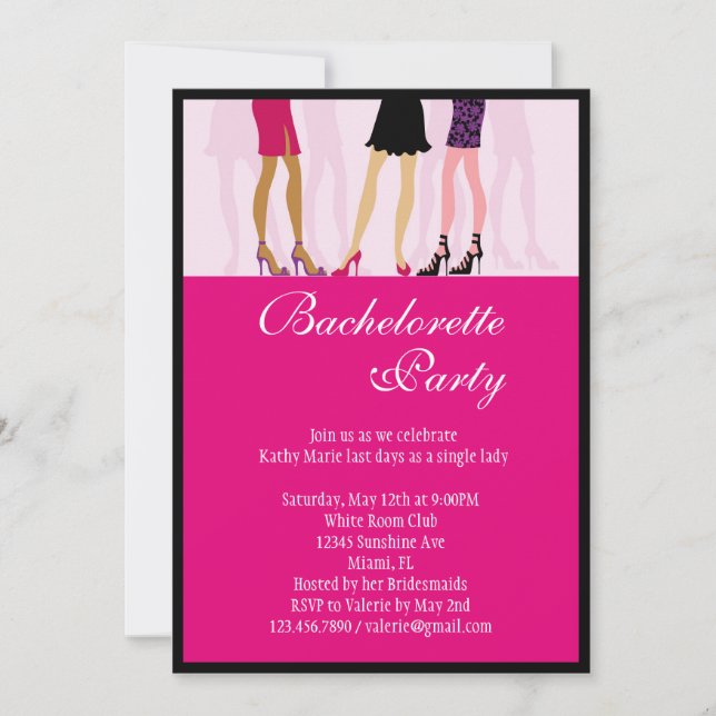 Invitación del fiesta de Bachelorette de los (Anverso)