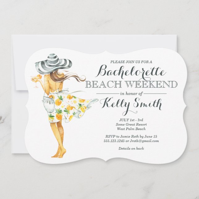 Invitación del fiesta de Bachelorette del chica de (Anverso)