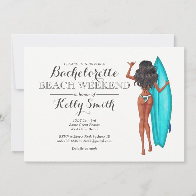 Invitación del fiesta de Bachelorette del chica de (Anverso)