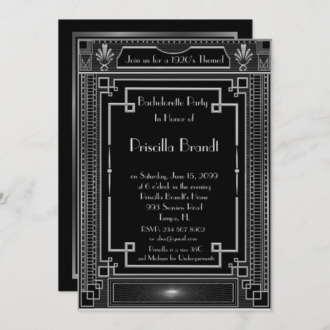 Invitación del fiesta de Bachelorette, gran (Anverso / Reverso)