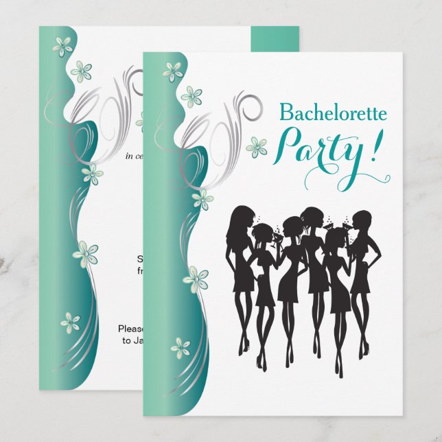 Invitación del fiesta de Bachelorette - jade (Anverso / Reverso)