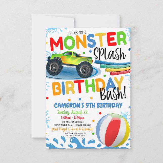 Invitación del Fiesta de Bash de cumpleaños de Mon (Anverso)