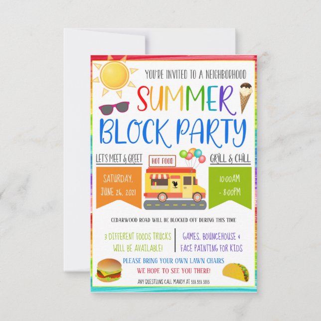 Invitación del Fiesta de Bloques de Vecindad (Anverso)