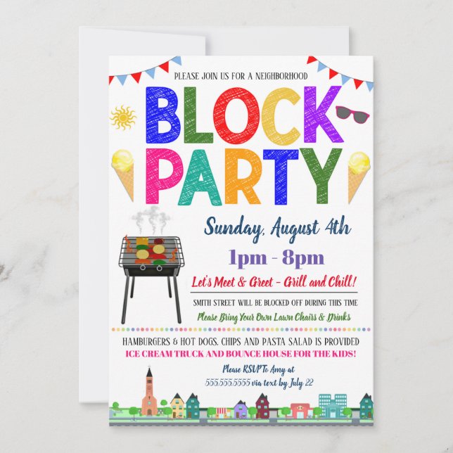 Invitación del Fiesta de Bloques de Vecindad (Anverso)
