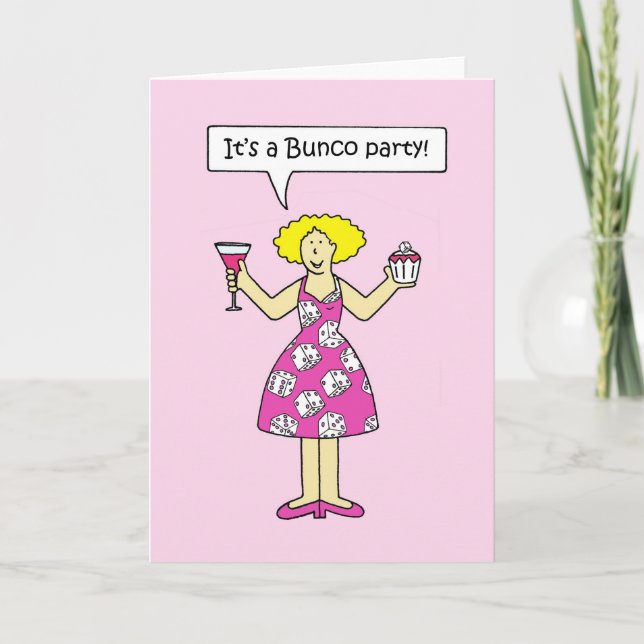 Invitación del fiesta de Bunco, señora del dibujo (Anverso)