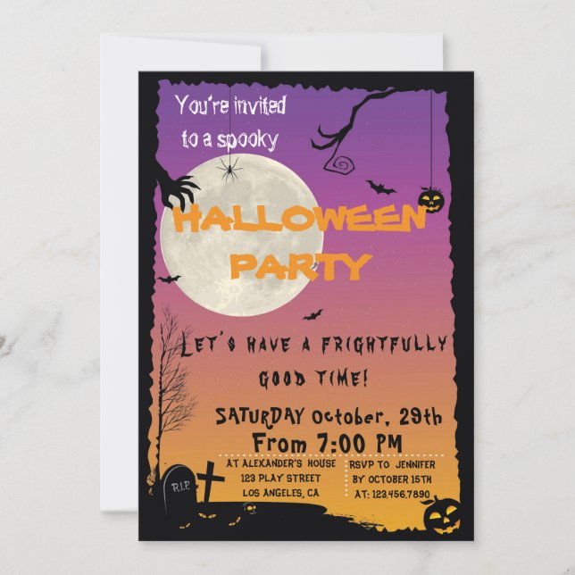 Invitación del fiesta de casa de Halloween (Anverso)