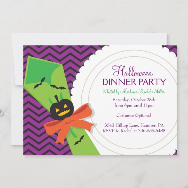 Invitación del fiesta de cena de Halloween (Anverso)
