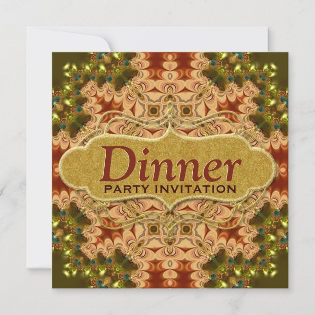 Invitación del Fiesta de cena de pavo real (Anverso)