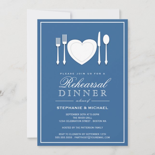 Invitación del fiesta de cena del ensayo del (Anverso)