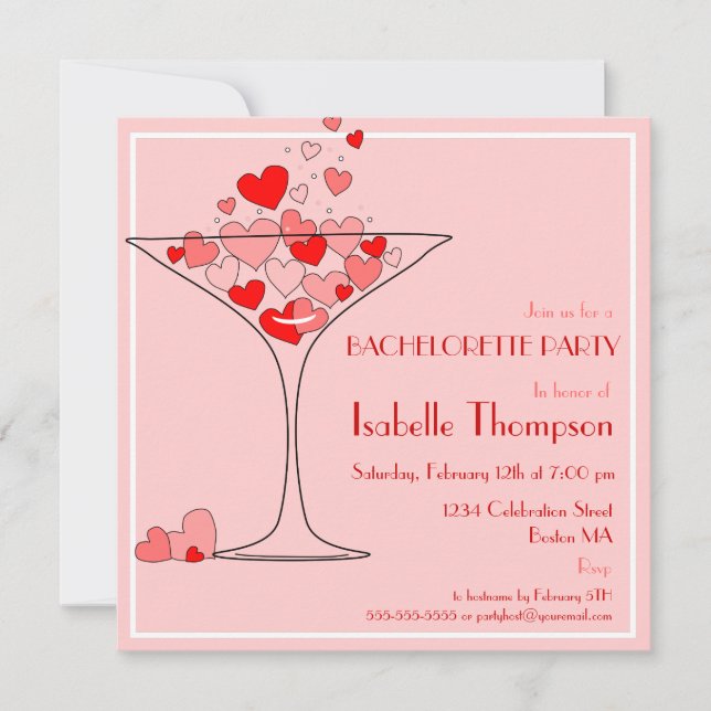 Invitación del fiesta de Champán Bachelorette del (Anverso)