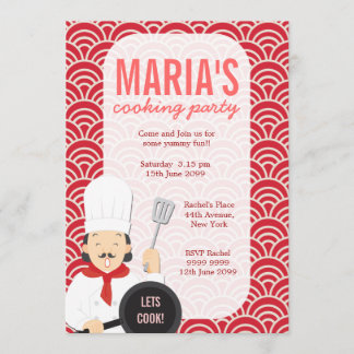 Invitación del Fiesta de cocina de cocinero rojo