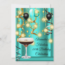 Invitación del Fiesta de cócteles verde azulado Go