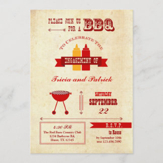 Invitación del fiesta de compromiso del Bbq