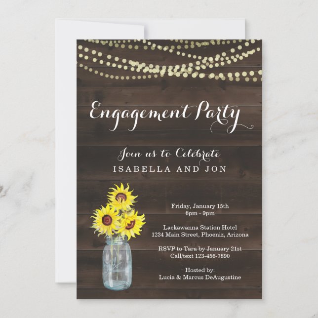 Invitación del fiesta de compromiso - girasol (Anverso)
