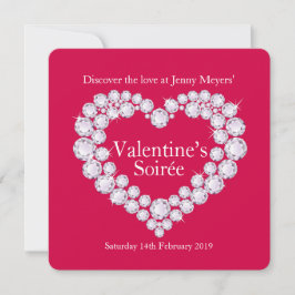 Invitación del fiesta de corazón de los diamantes 