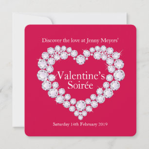 Invitación del fiesta de corazón de los diamantes