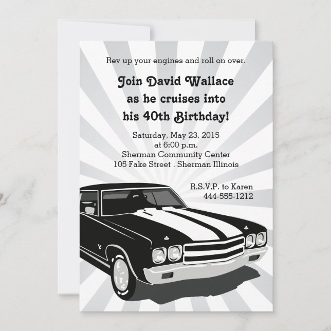 Invitación del fiesta de Cruisin (Anverso)