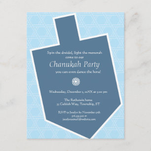 Invitación del fiesta de Dreidel Chanukah