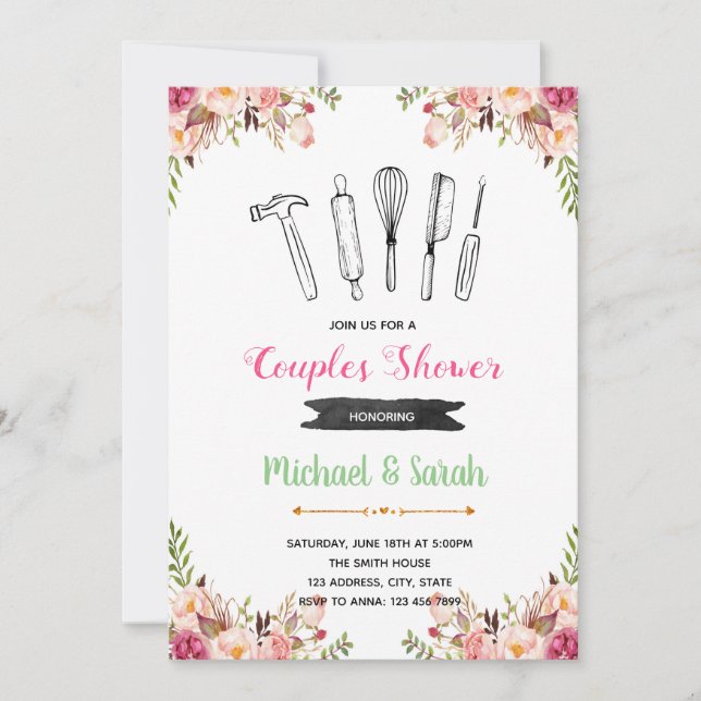 invitación del fiesta de ducha de la herramienta y (Anverso)