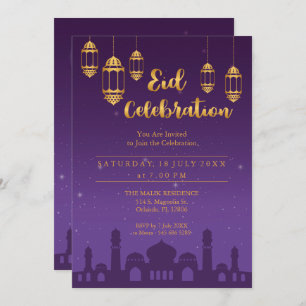 Invitación del fiesta de Eid Mubarak de la noche