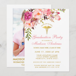 Invitación del Fiesta de enfermería de Floral Rosa