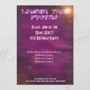 Invitación del Fiesta de etiquetas láser rosa