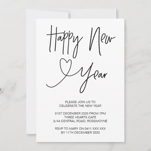 Invitación del fiesta de Eve de la Feliz Año Nuevo (Anverso)