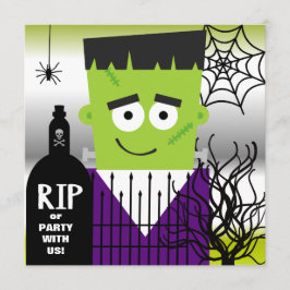 Invitación del fiesta de Frankenstein Halloween