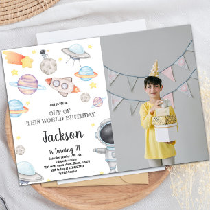 Invitación del Fiesta de Galaxy para niños persona