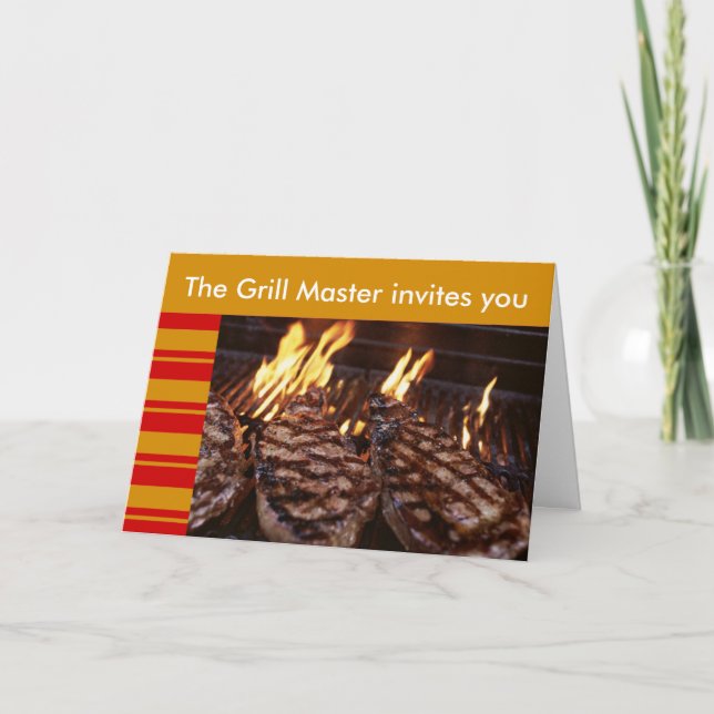 Invitación del fiesta de Grill Master Luau (Anverso)