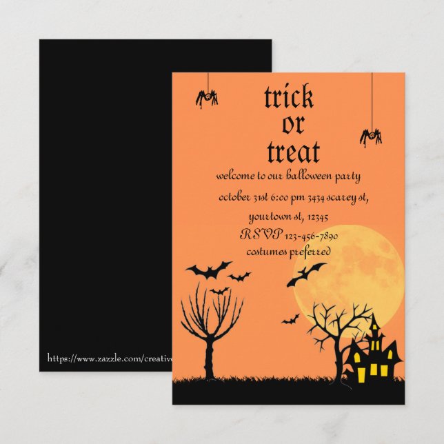 Invitación del fiesta de Halloween (Anverso / Reverso)