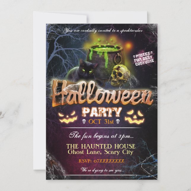 Invitación del fiesta de Halloween completamente (Anverso)