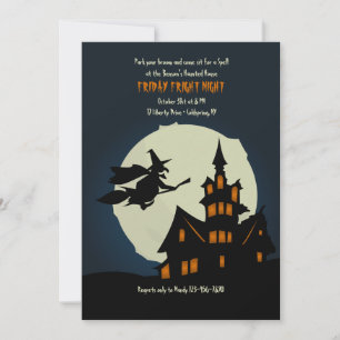 Invitación del fiesta de Halloween de la bruja del