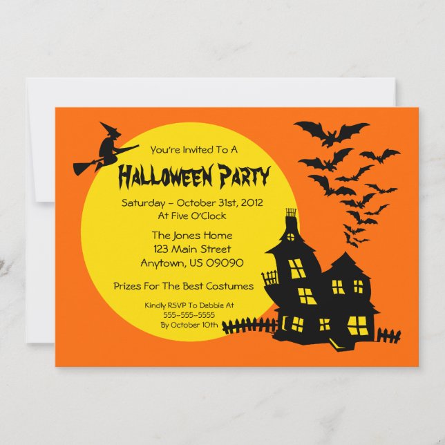 Invitación del fiesta de Halloween de la casa (Anverso)