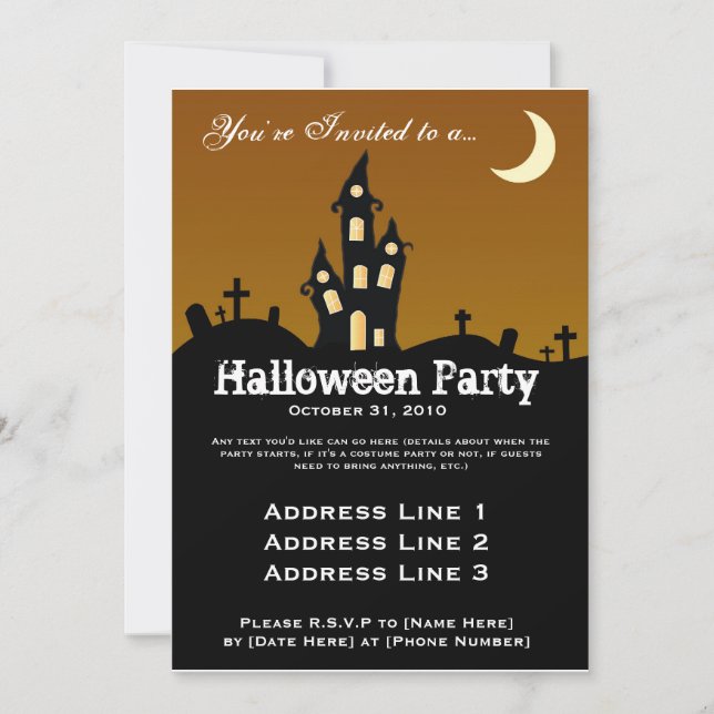 Invitación del fiesta de Halloween de la casa (Anverso)