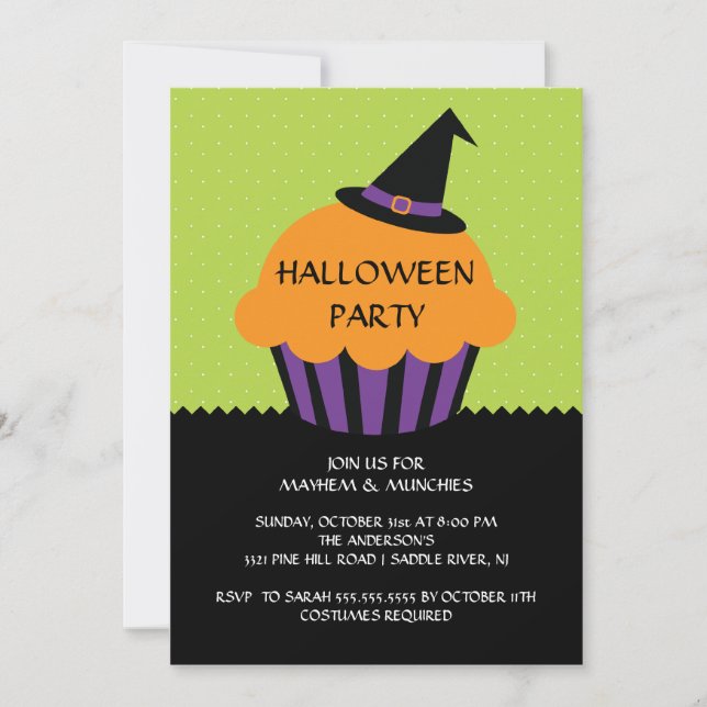 Invitación del fiesta de Halloween de la magdalena (Anverso)