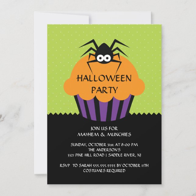 Invitación del fiesta de Halloween de la magdalena (Anverso)