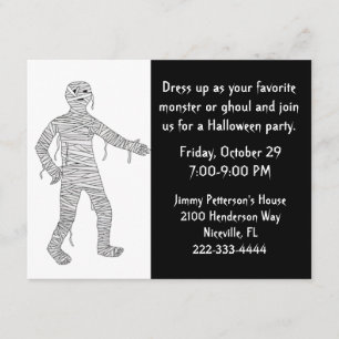 Invitación del fiesta de Halloween de la momia