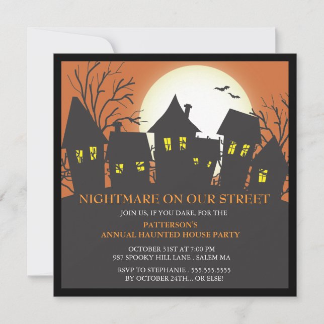 Invitación del fiesta de Halloween de la vecindad (Anverso)