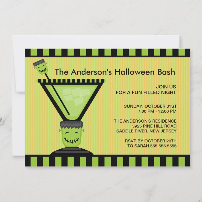 Invitación del fiesta de Halloween del cóctel de (Anverso)