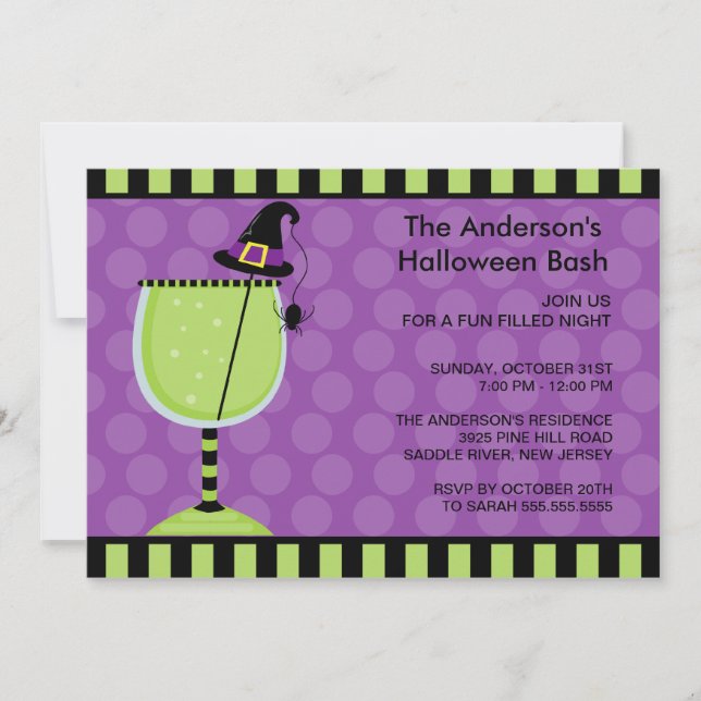 Invitación del fiesta de Halloween del cóctel del (Anverso)