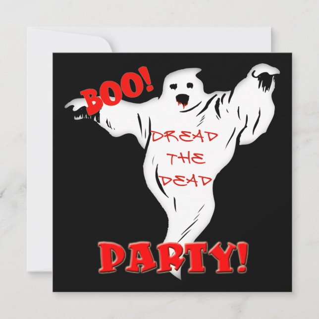Invitación del fiesta de Halloween del fantasma (Anverso)