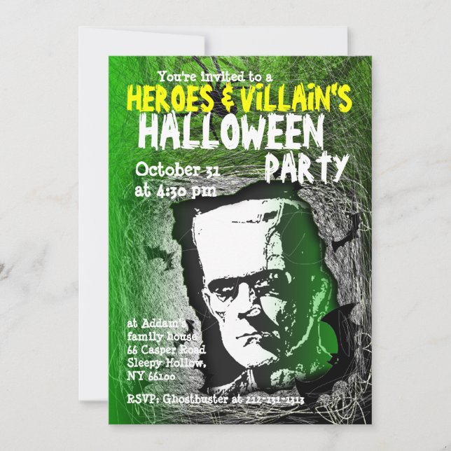 Invitación del fiesta de Halloween del malvado del (Anverso)