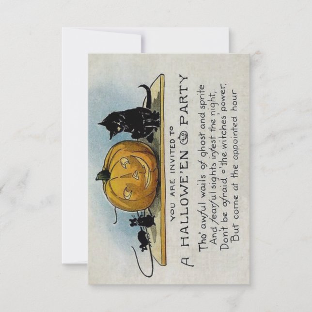 Invitación del fiesta de Halloween del vintage (Anverso)