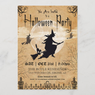 Invitación del fiesta de Halloween del vintage de